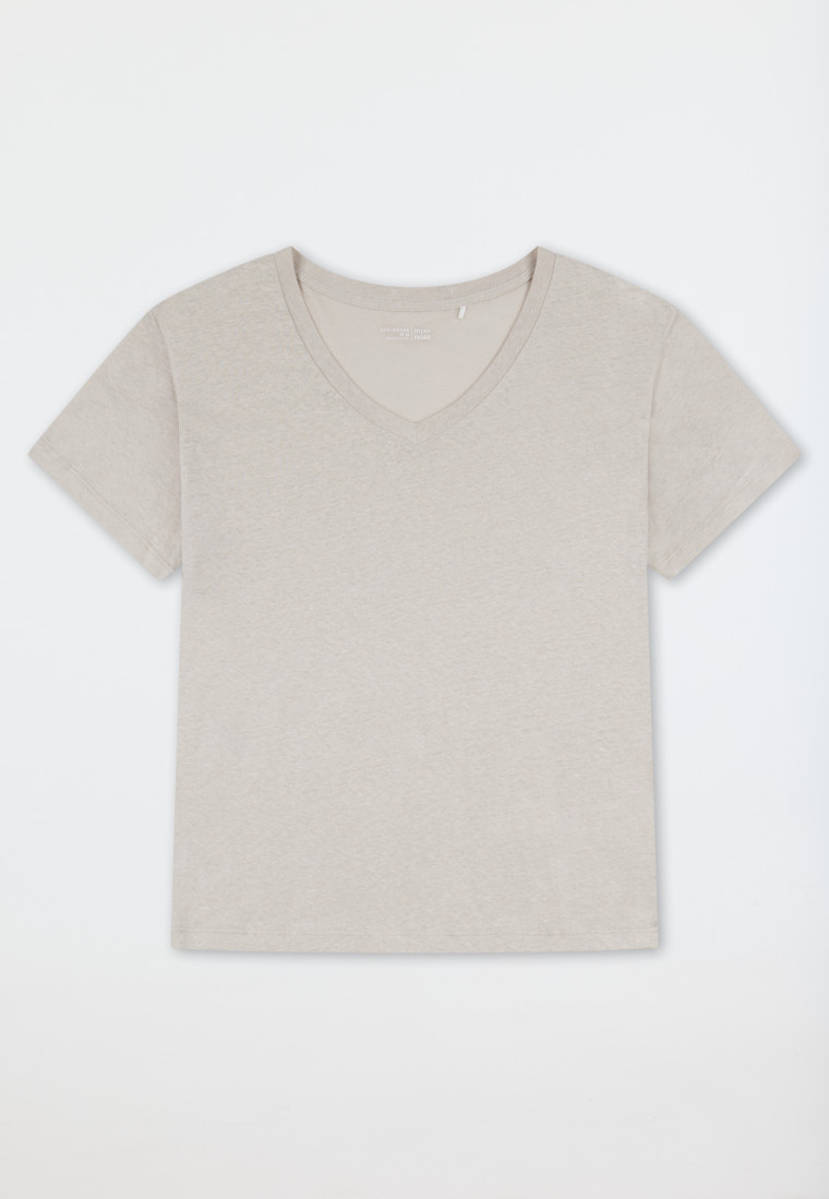 Shirt kurzarm Leinen Biobaumwolle grau-jaspe- Mix+Relax