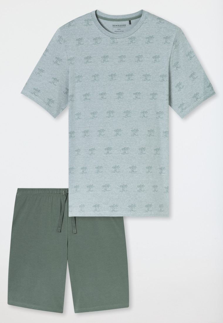 Schlafanzug kurz Palmen khaki - 95/5