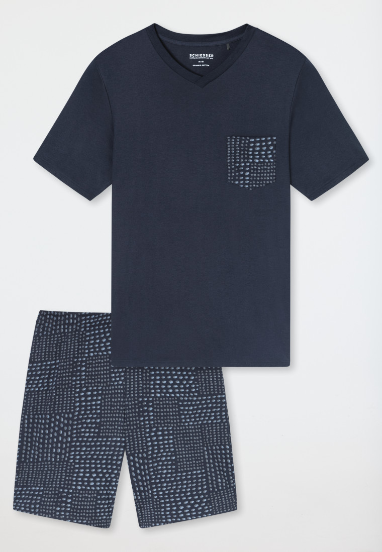 Korte pyjama grafiet patroon - Fine Interlock