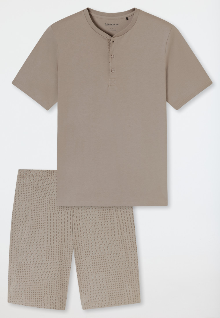 Schlafanzug kurz Knopfleiste clay - Fine Interlock