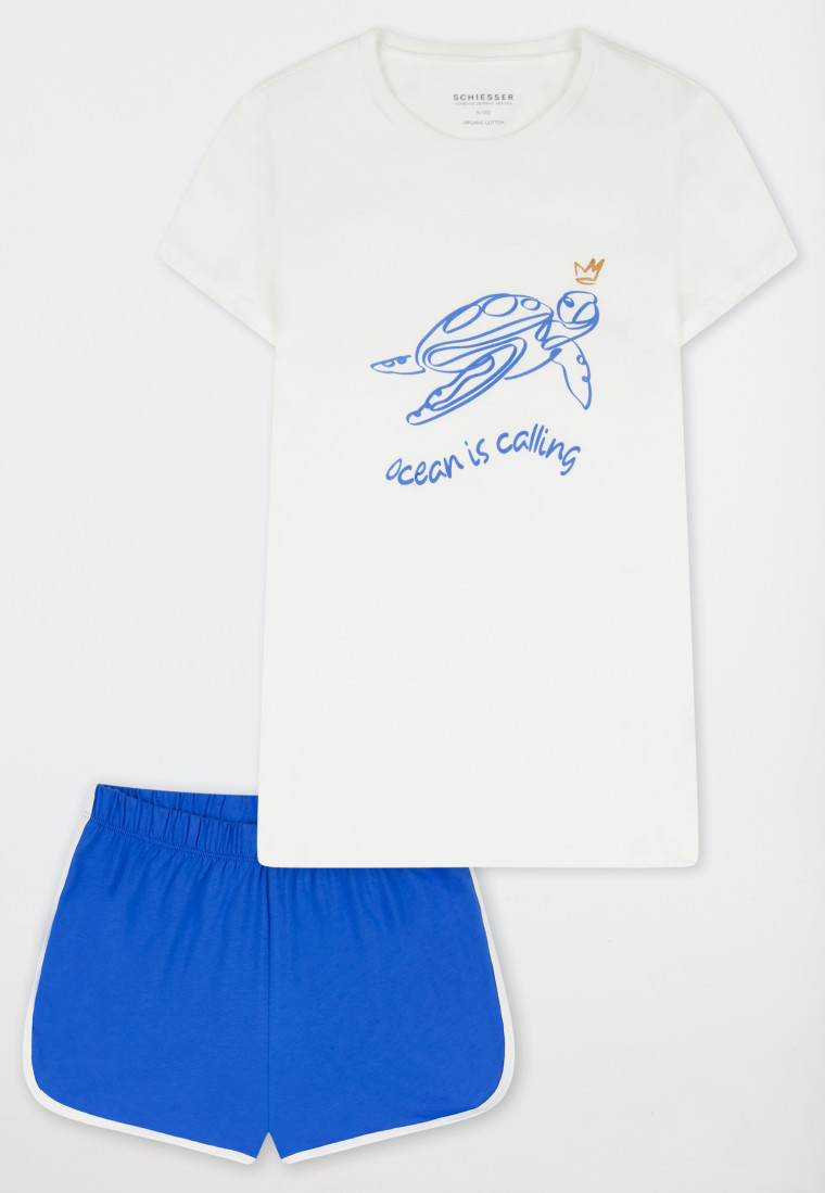 Schlafanzug kurz Schildkröte weiß - Nightwear