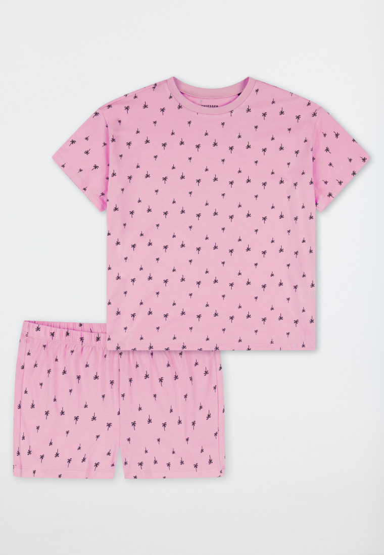 Short pyjamas palm trees powder pink - Nightwear