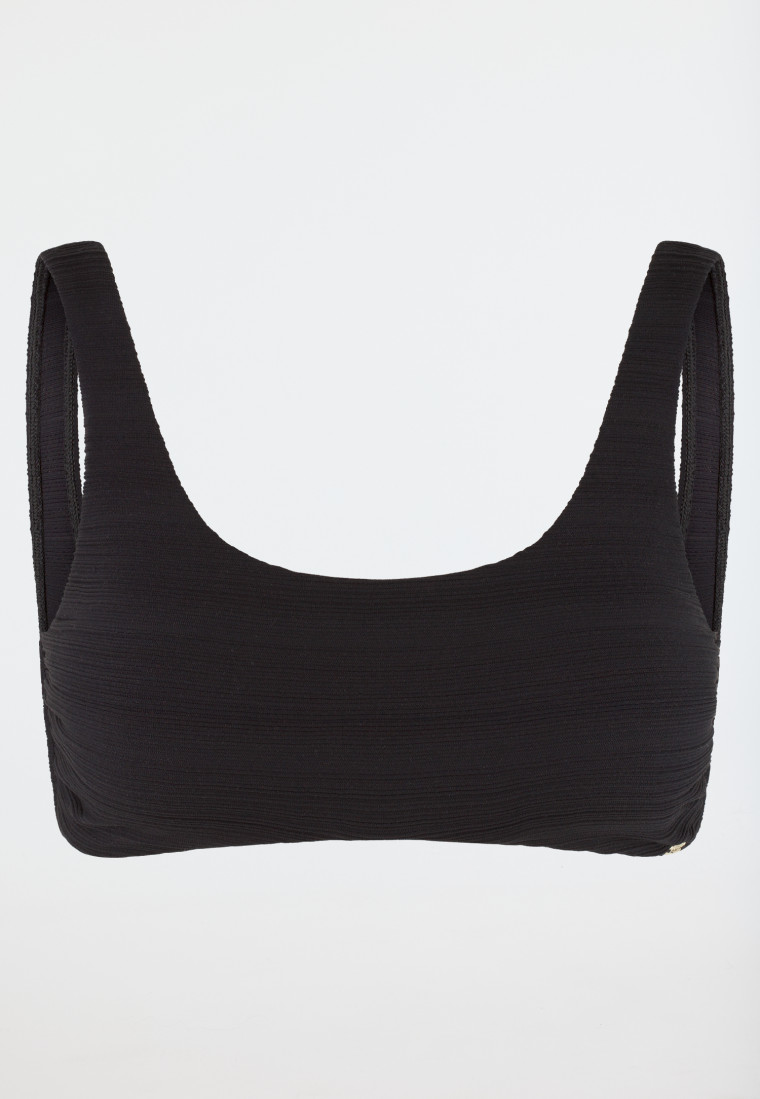 Bustier bikini top jersey gerecycled strepen zwart - aqua
