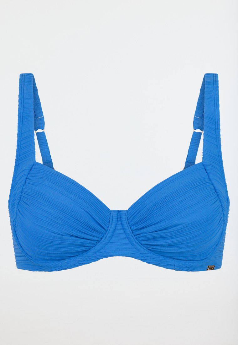 Bikini-Top mit Bügeln Jersey recycelt Streifen aquarium - Aqua