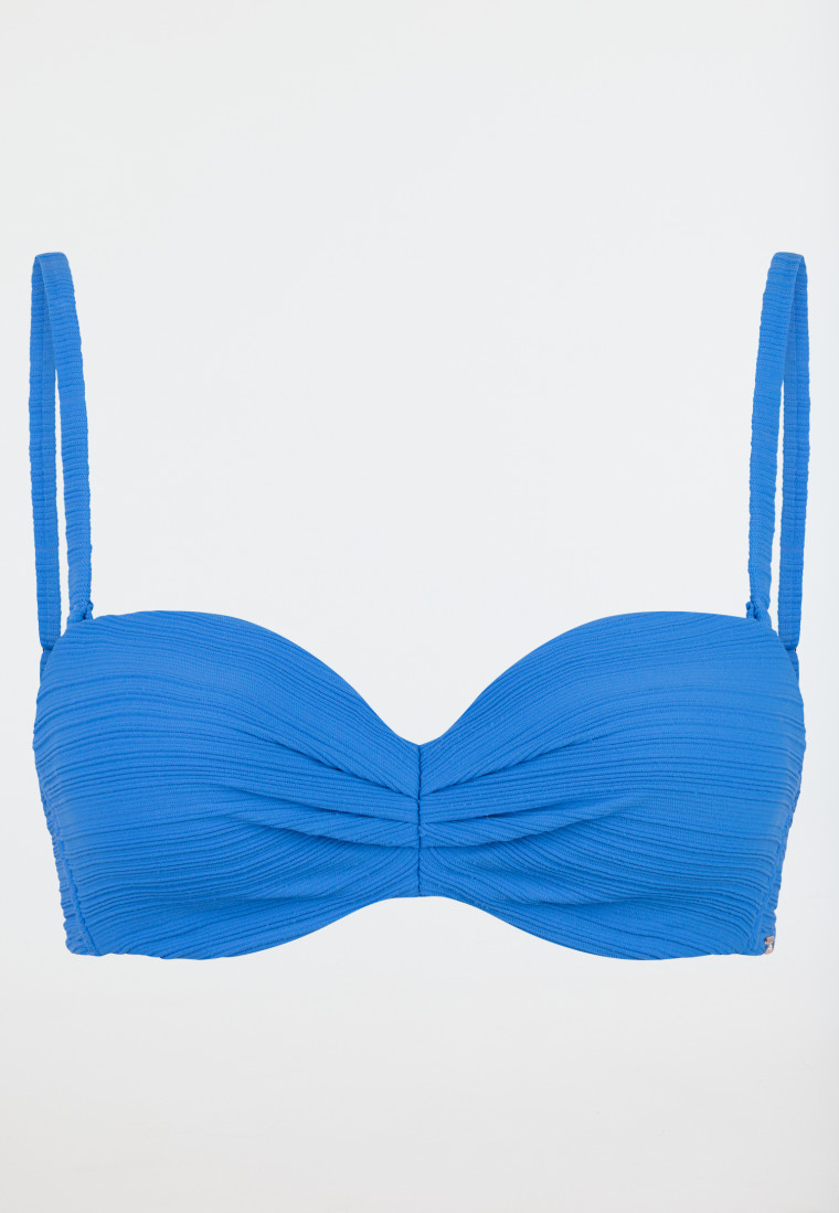 Bandeau-Bikini-Top mit Schale Jersey recycelt Streifen aquarium - Aqua