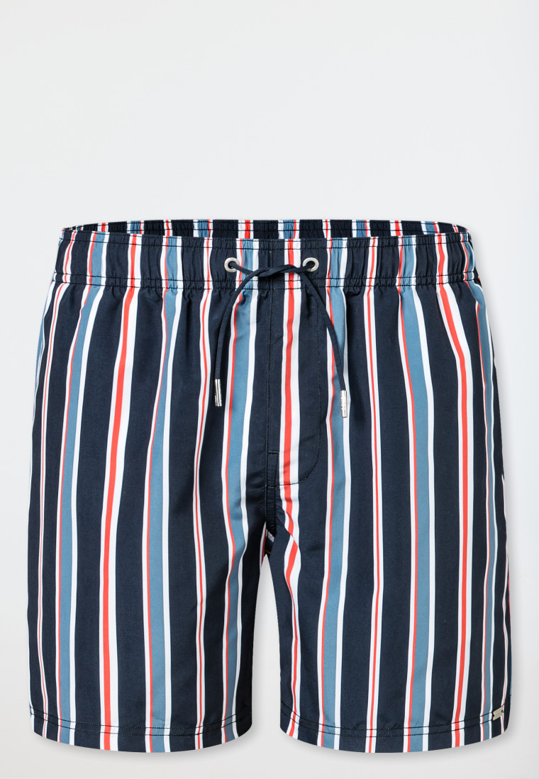 Badeshorts Webware recycelt Streifen nachtblau - Aqua
