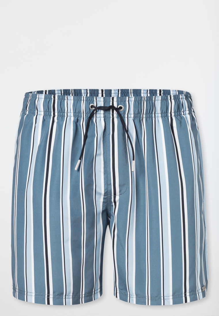 Badeshorts Webware recycelt Streifen atlantikblau - Aqua
