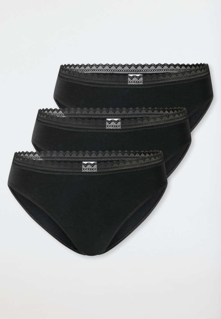 Rio-Slips 3er-Pack Spitze schwarz - Modern Multipacks
