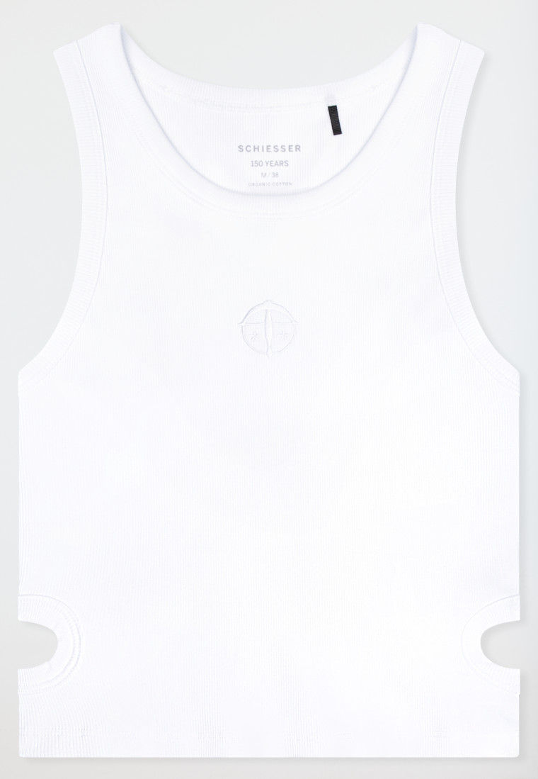 Strap top double rib cutouts white - SCHIESSER 150 Years