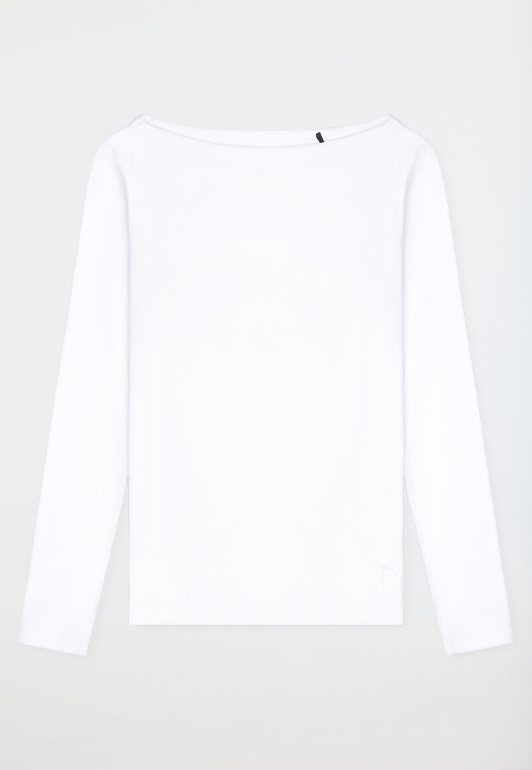 Camicia a maniche lunghe a coste doppie scollatura bianco - SCHIESSER 150 Years
