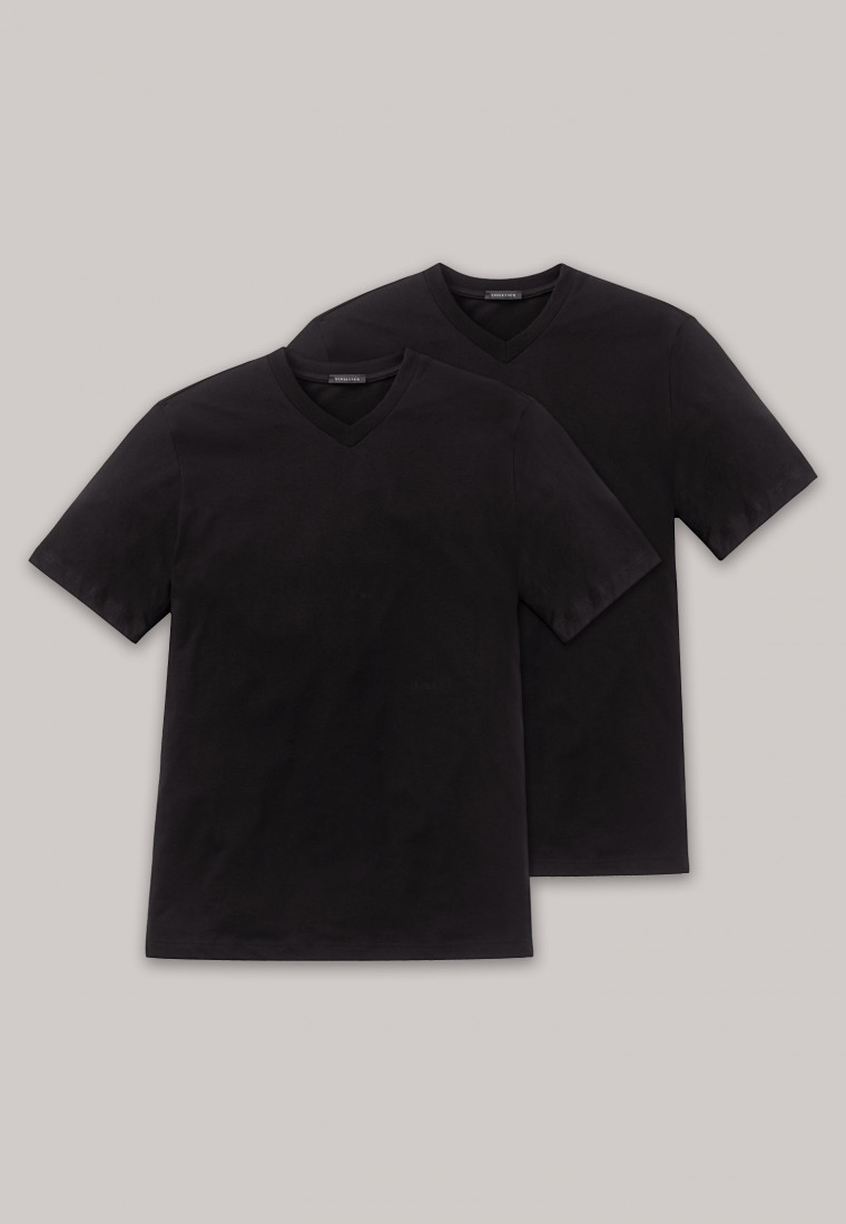 T-shirts américains noirs à col en V par lot de deux - Essentials