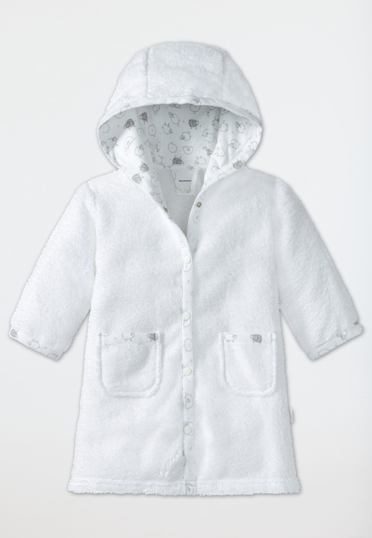 Baby bathrobe unisex terrycloth hood sheep white - Original Classics