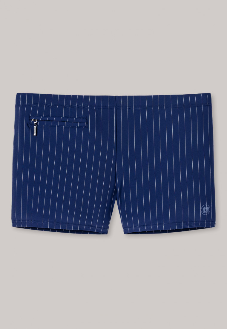 Swimming retro knit zip pocket dark blue-gray striped - Aqua