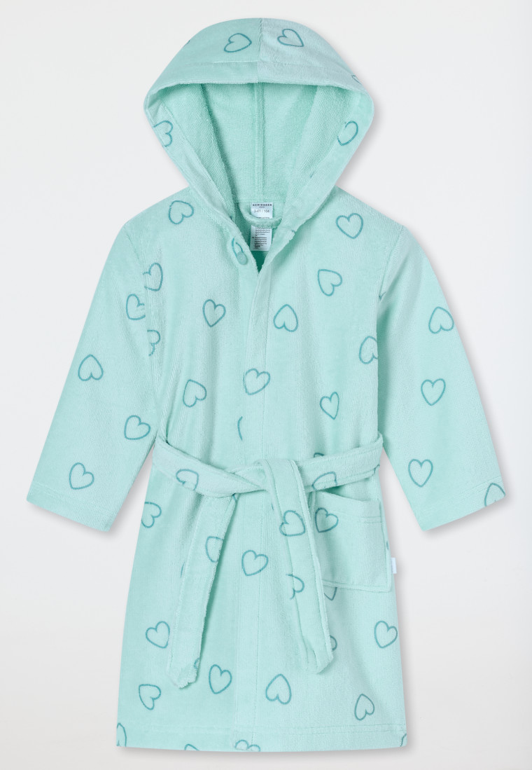 Peignoir Velours Cur vert clair - Aqua