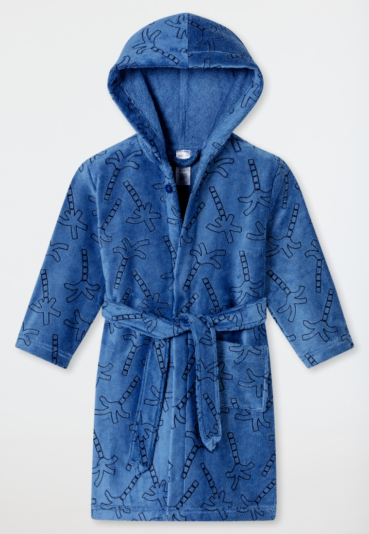 Bademantel Velour Palmen air - Aqua