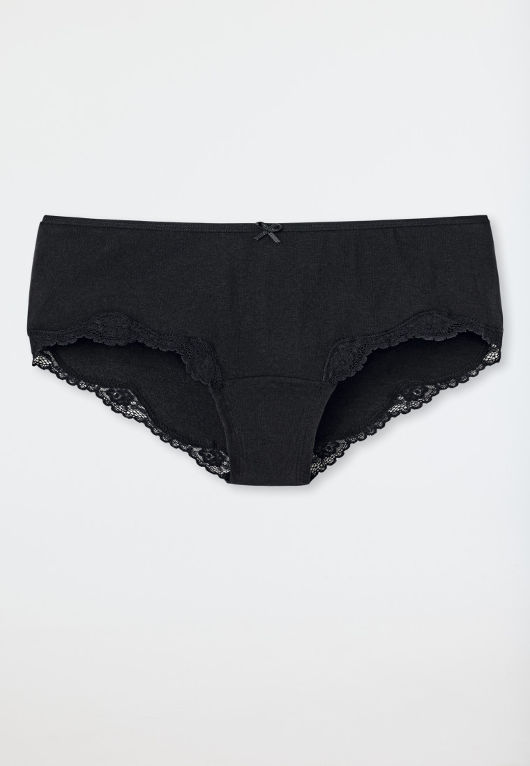 Bikini hipster met kant zwart - Puur Katoen