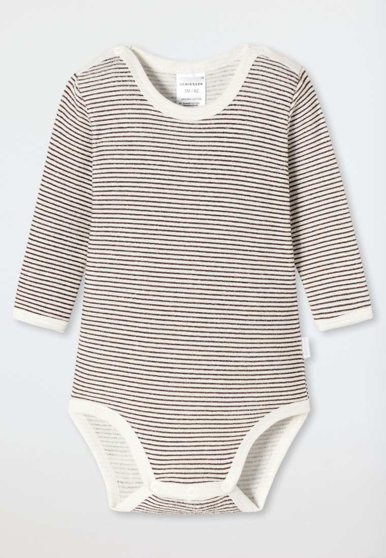 Body b b manches longues unisexe ponge modal rayures blanc