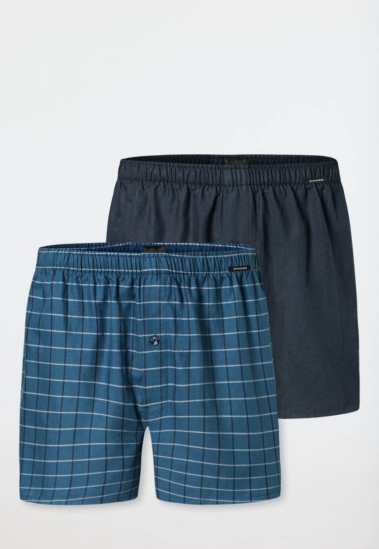 Schiesser Herren Boxershorts 2er Pack – 100% Baumwolle, Mit Knopfleiste | Sortiertes Design Im Doppelpack