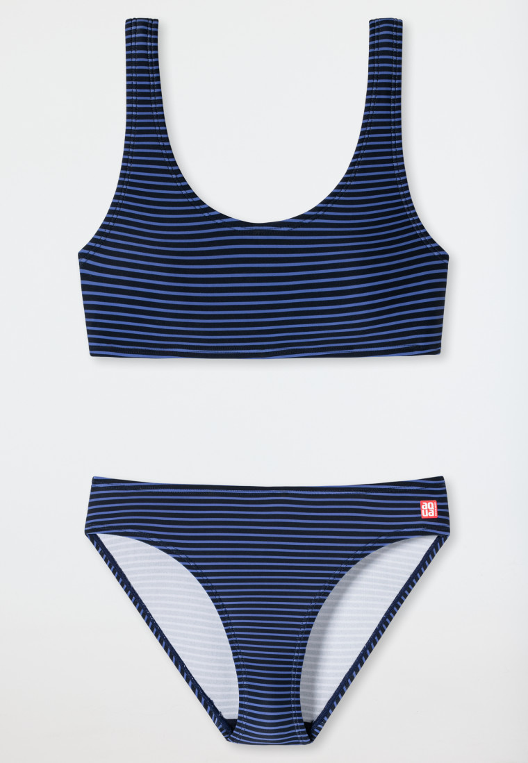 Bustier bikini recycled SPF40+ lined stripes dark blue - Diver | SCHIESSER