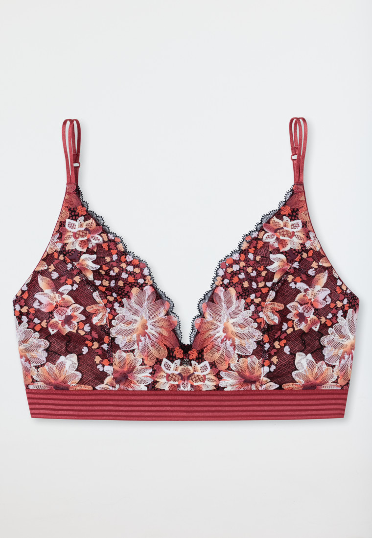 Bustier adjustable straps berry lace - Summer Floral Lace