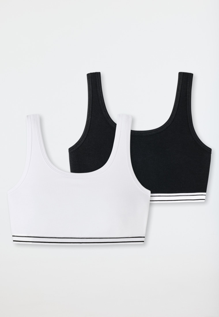 Bustiers 2-pack organic cotton white/black - 95/5
