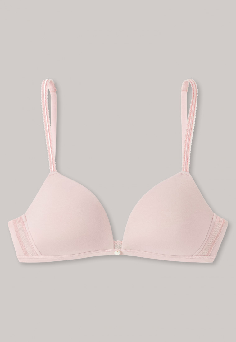 Rose-colored triangle bra padded without underwire - Long Life Softness