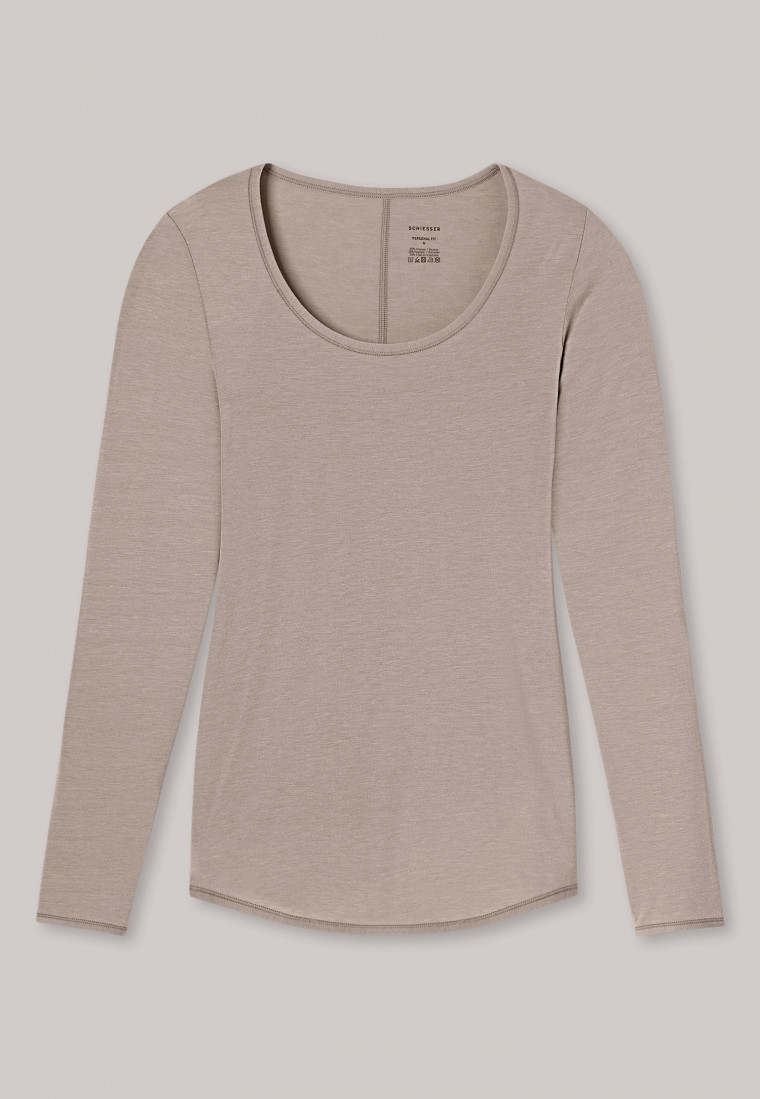 Tee-shirt, manches longues, marron - Personal Fit