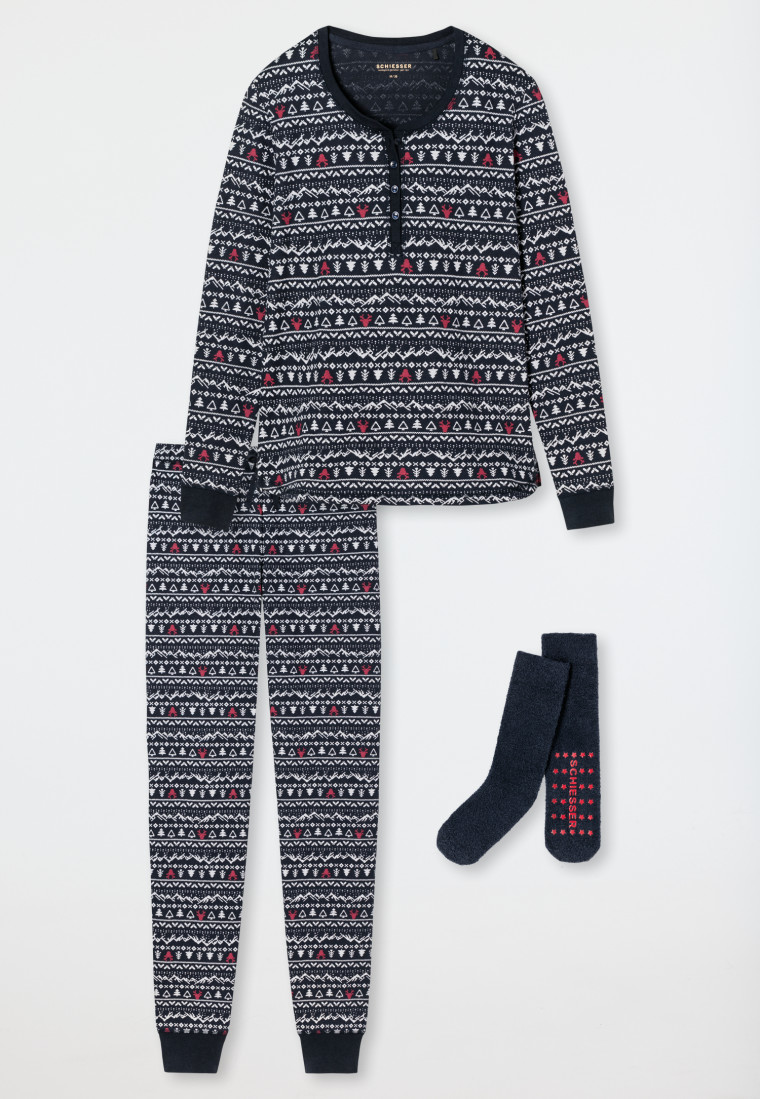Cadeauset 2-delig pyjama sokken meerkleurig patroon - X-Mas Gifting Set