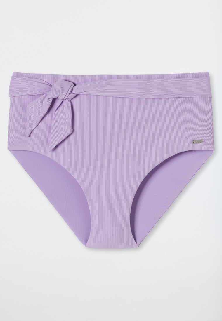 Slip per bikini a vita alta foderato con coulisse di colore viola - California Dream