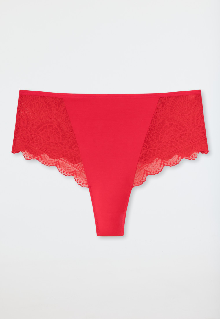 High-waisted thong lace red - Feminine Lace
