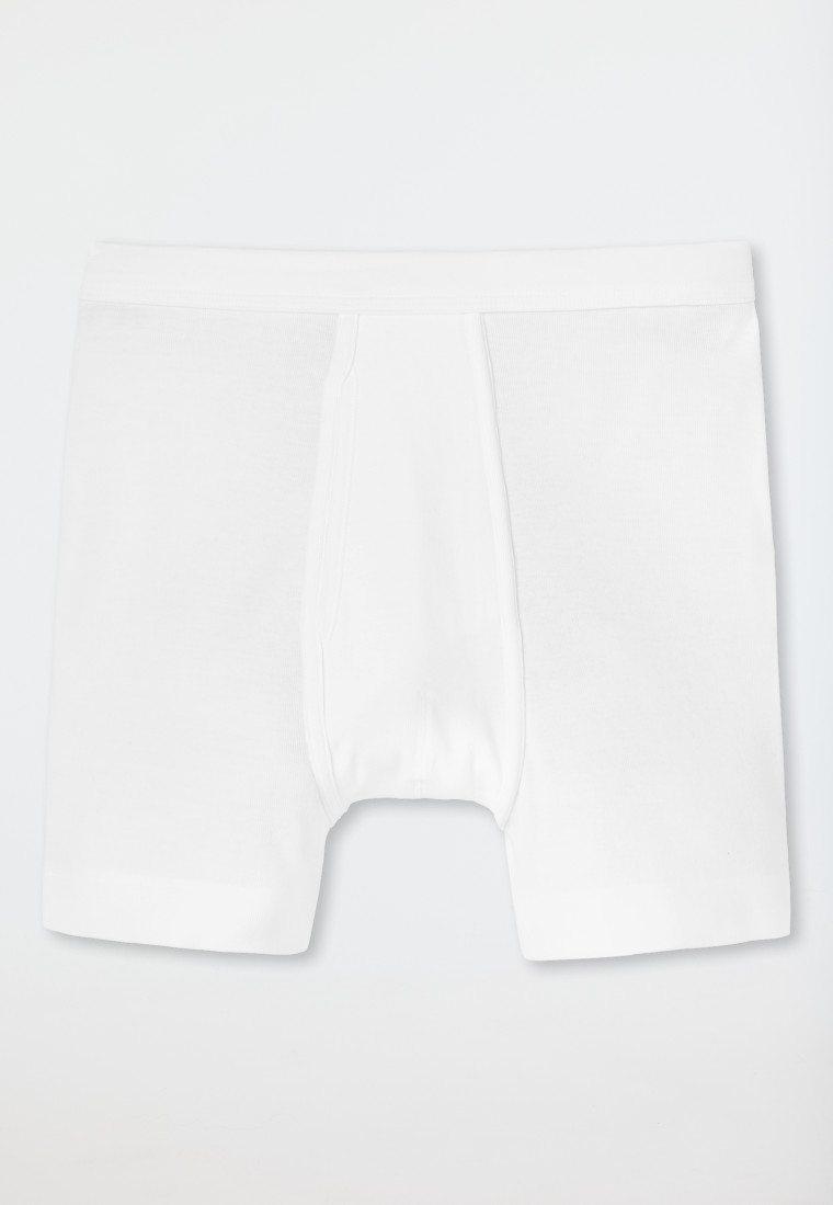 Short white pants with fly fine rib - Essentials