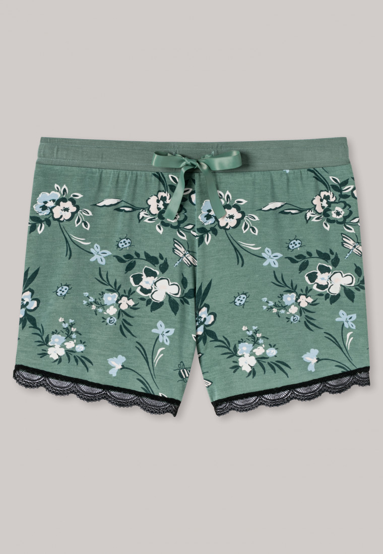 Pantaloni corti in pizzo con stampa floreale color kaki - Mix + Relax |  SCHIESSER