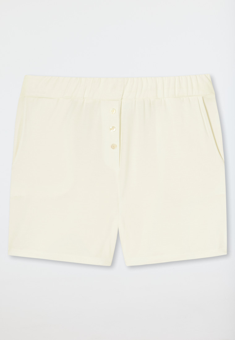 Pants short Tencel sustainable pockets decorative buttons off-white - Lounge Refibra