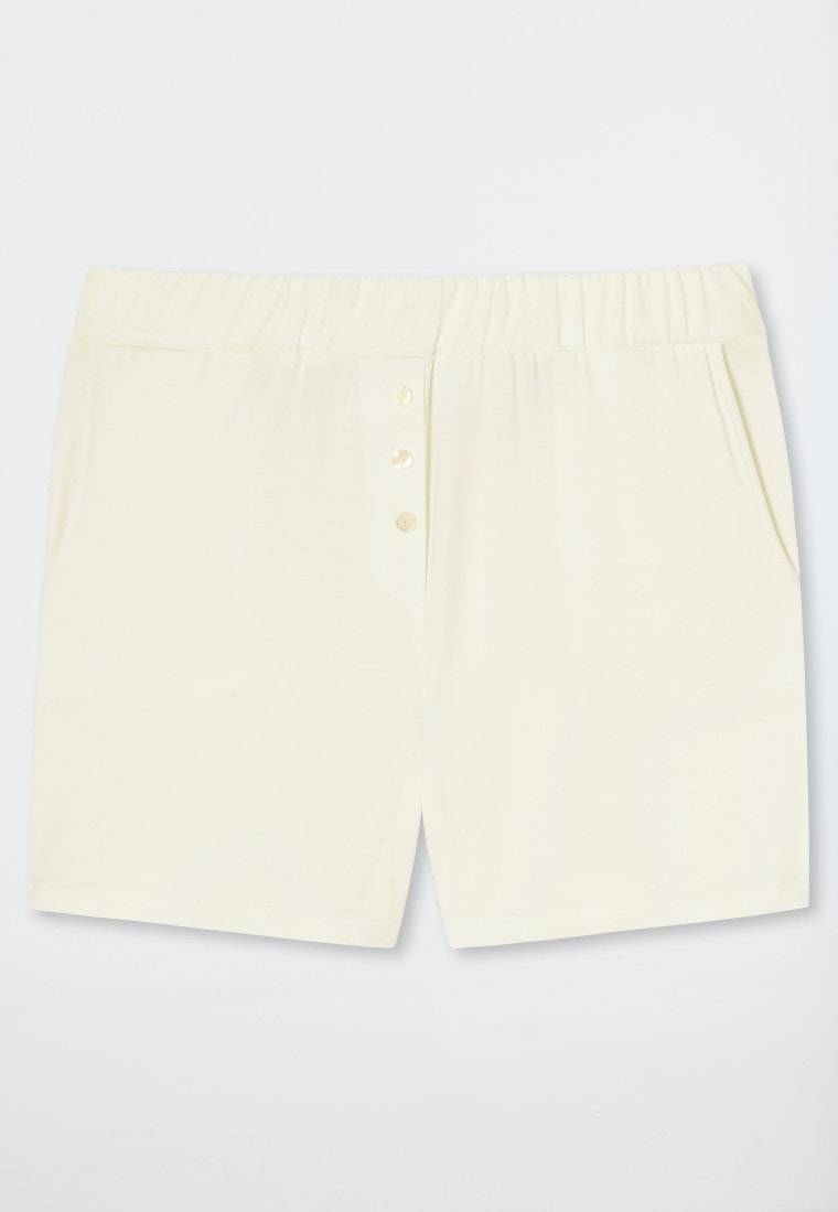 Pantaloni corti in tessuto Tencel sostenibile con tasche e bottoni  decorativi, bianco sporco - Lounge Refibra | SCHIESSER