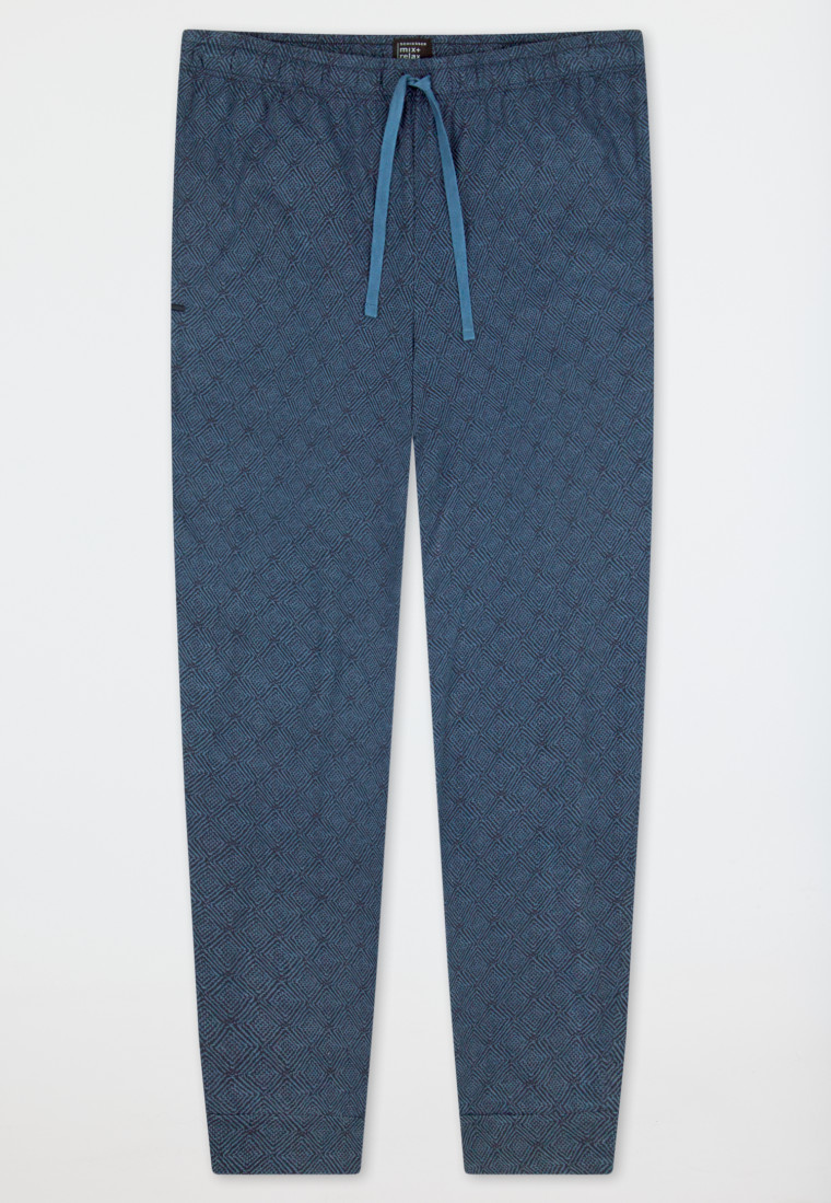 Hose lang Jersey Bündchen atlantikblau gemustert - Mix+Relax