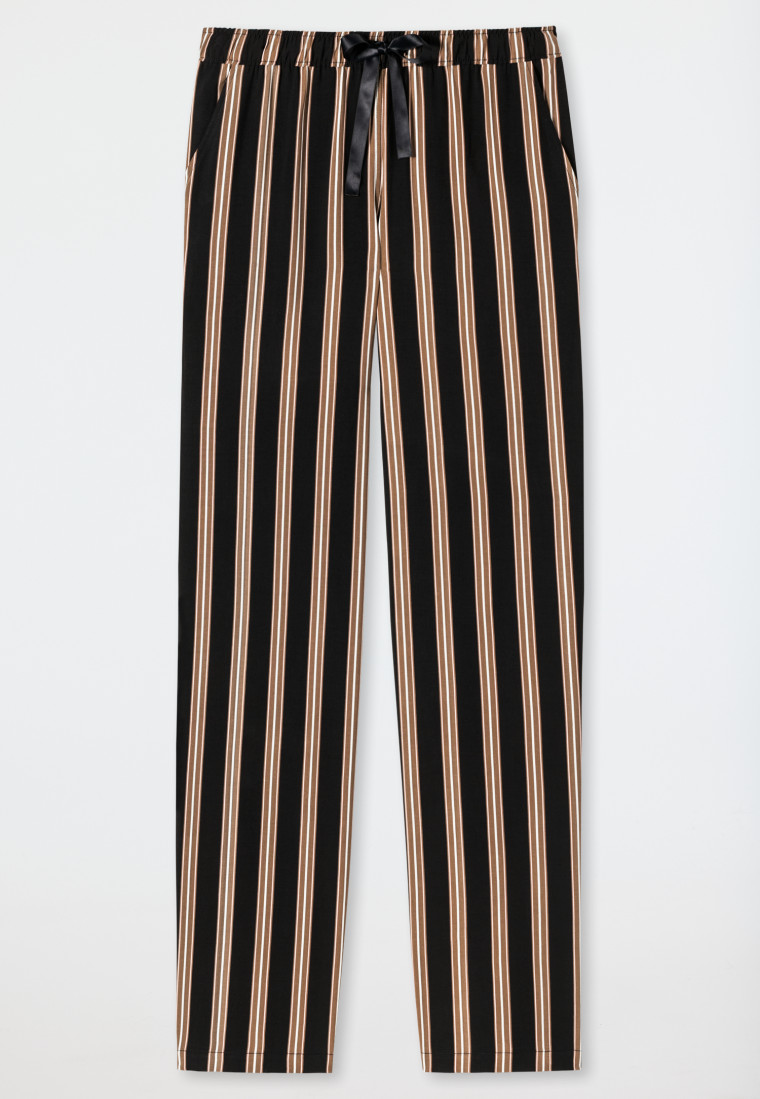 Pantaloni lunghi in viscosa a righe di colore nero - Mix+Relax