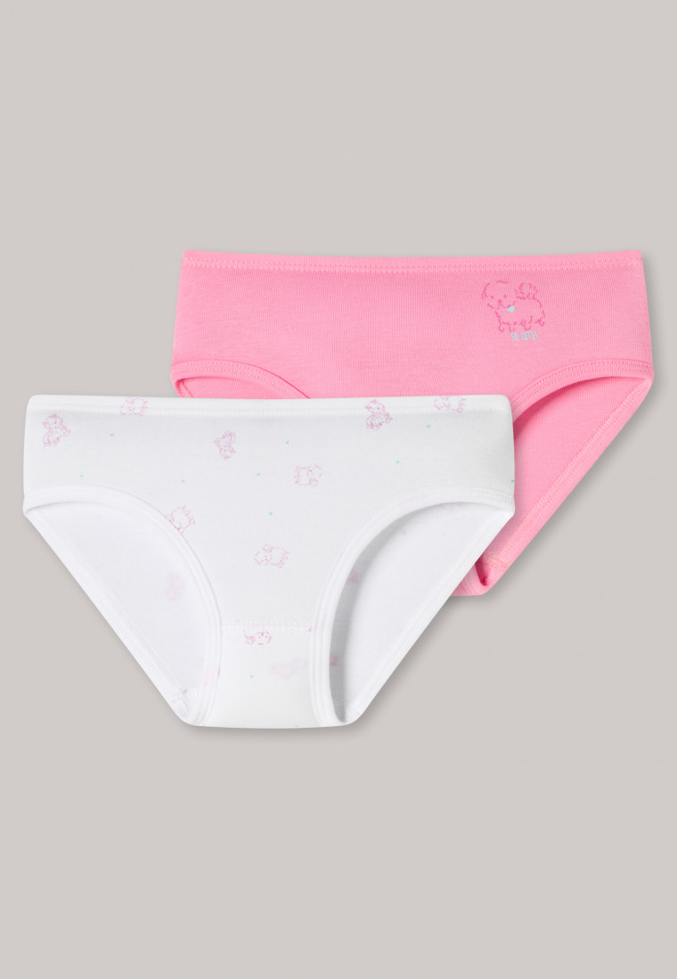 Hipster panties set of 2 fine rib organic cotton dog white/pink - fine rib  multipacks