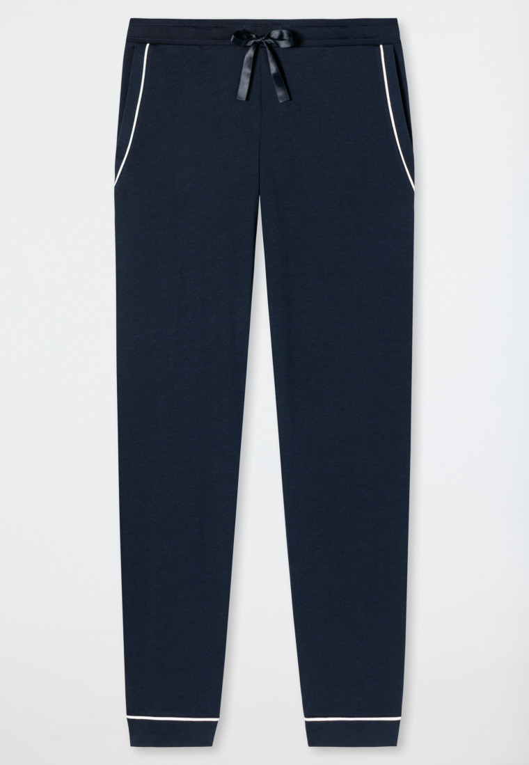Lounge pants long/extra-long modal piping dark blue - Mix & Relax