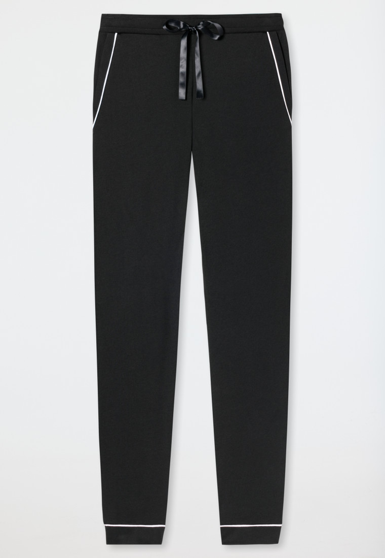 Pantalon confort long / extra-long passepoil modal noir - Mix+Relax