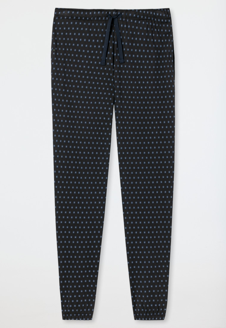 Lounge pants long fine interlock cuffs patterned dark brown - Mix & Relax