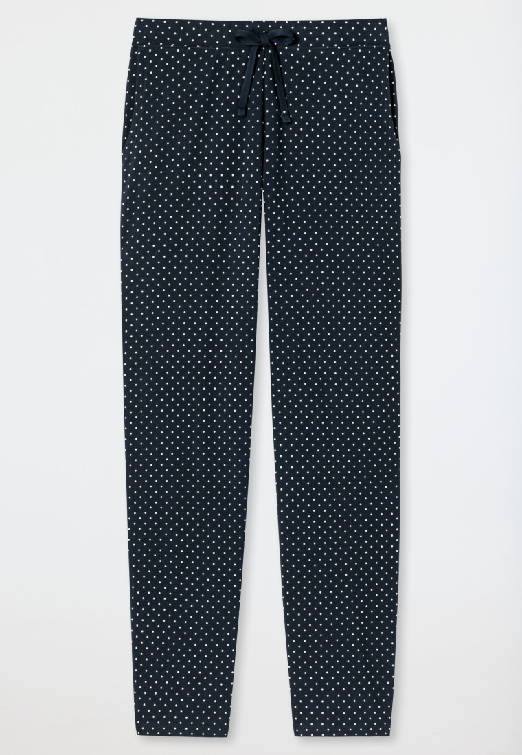 Loungebroek lang jersey stippen donkerblauw patroon - Mix+Relax