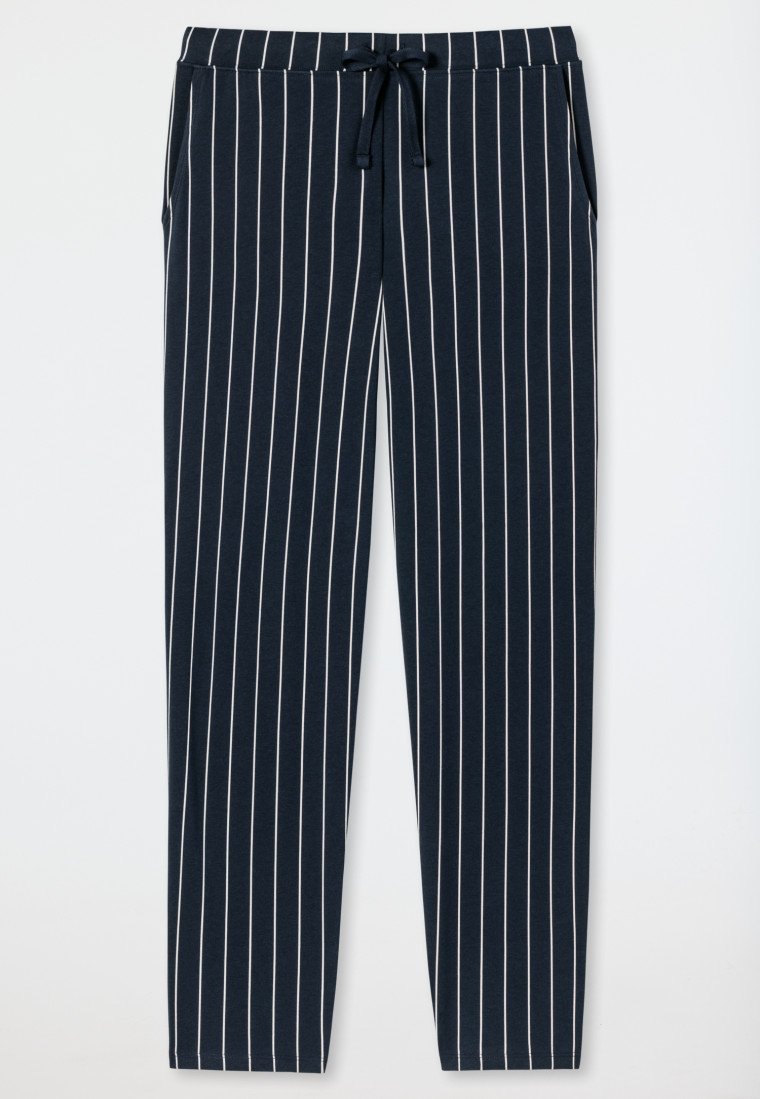 Lounge pants long jersey stripes dark blue patterned - Mix+Relax