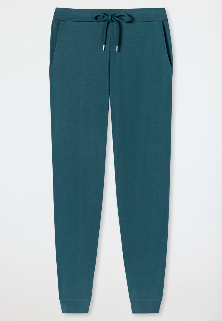Pantaloni lounge lunghi con polsini in Lyocell, verde bluastro - Mix+Relax Lounge