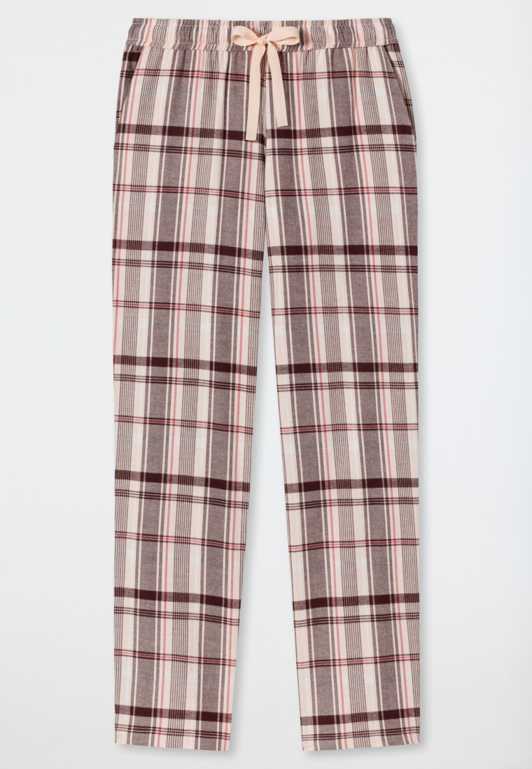 Lounge pants long woven flannel checkered apricot - Mix+Relax
