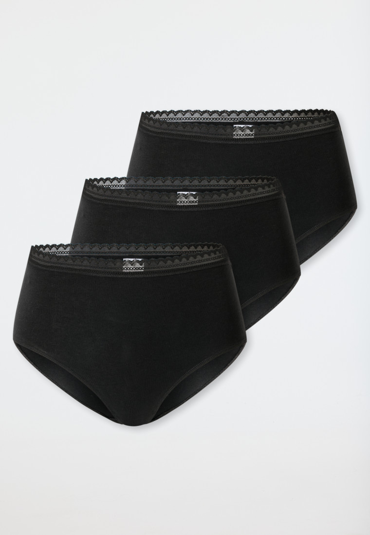 Slip midi confezione da 3 pezzi in pizzo nero - Modern Multipacks