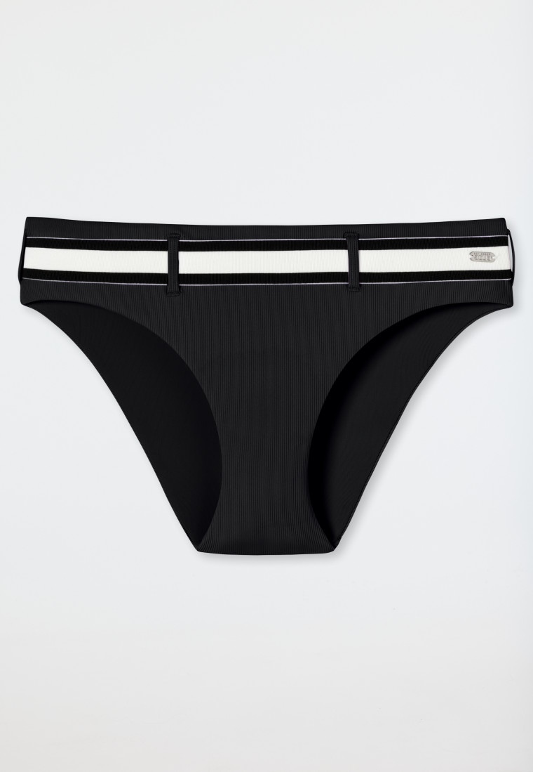 Mini slip da bikini con rivestimento interno e cintura elastica a righe, nero - California Dream
