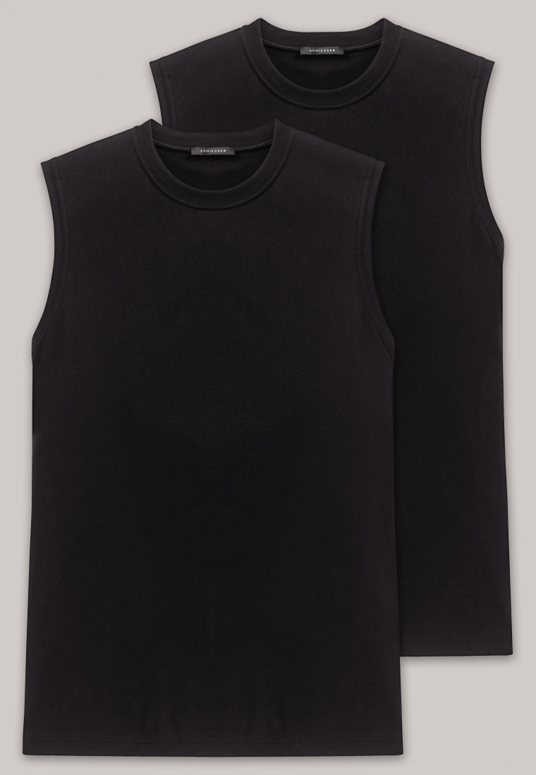 T-shirt sans manche noir par lot de deux - Essentials