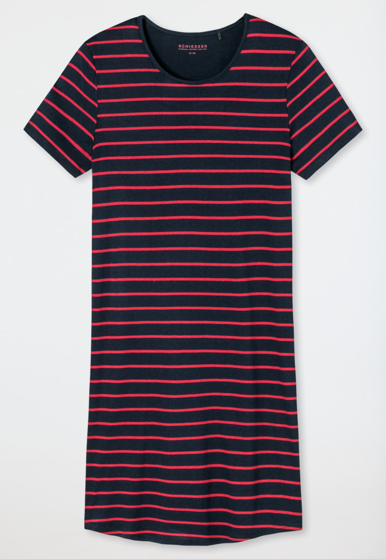 Chemise de nuit à manches courtes rayures noir/rouge - selected! premium