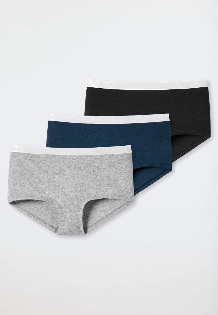 Pants 3er-Pack Organic Cotton schwarz/ grau-meliert/ nachtblau - 95/5