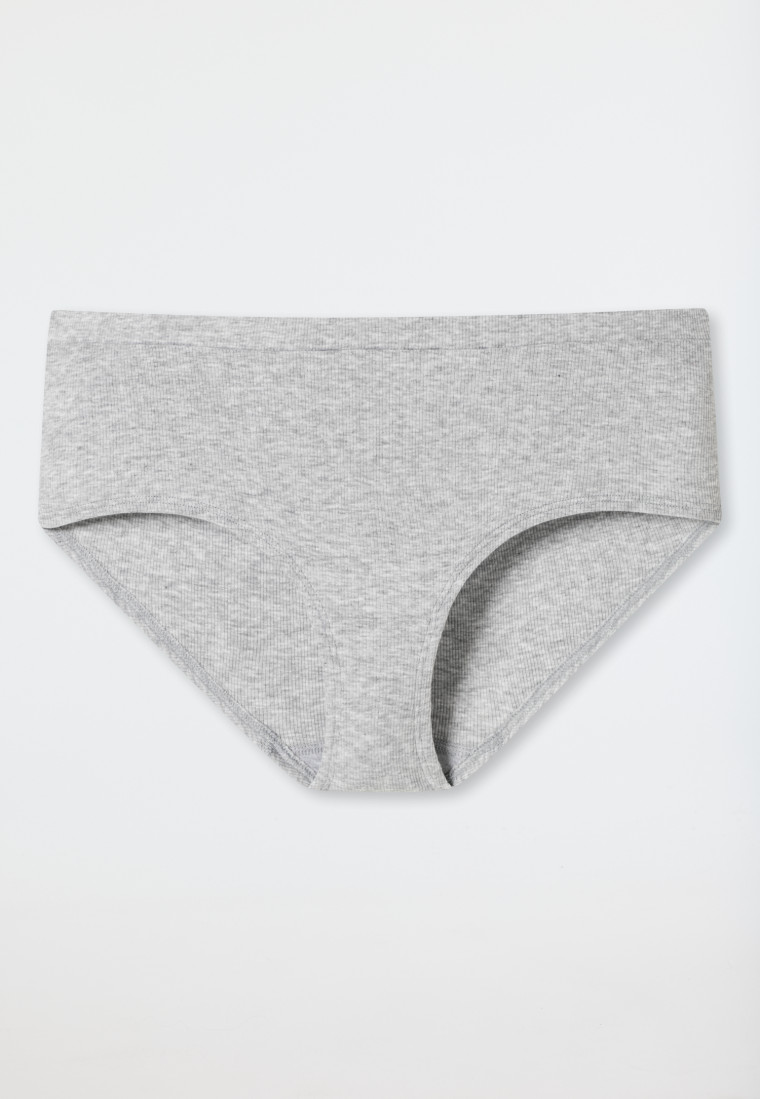 Shorty côtelé coton bio gris chiné - Pure Rib